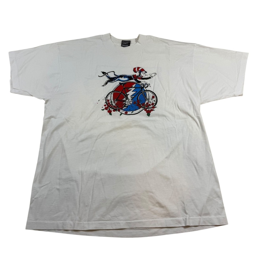 Vintage Grateful‎ Dead Cat in the Hat Bike Roses T-Shirt – 1994 RAGBRAI XL 50/50